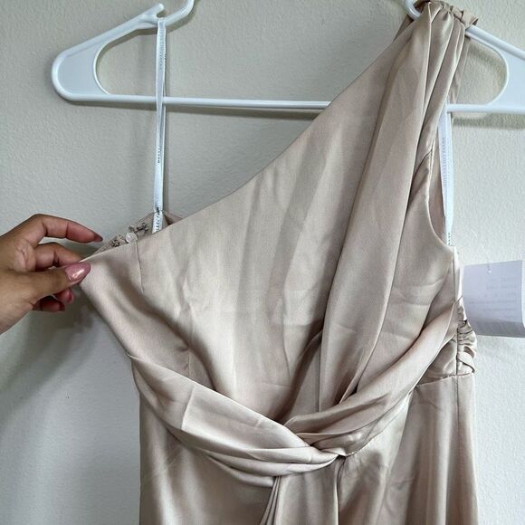 Dessy Collection One Shoulder Draped Twist Empire Waist Trumpet Gown 6R New - Picture 3 of 12